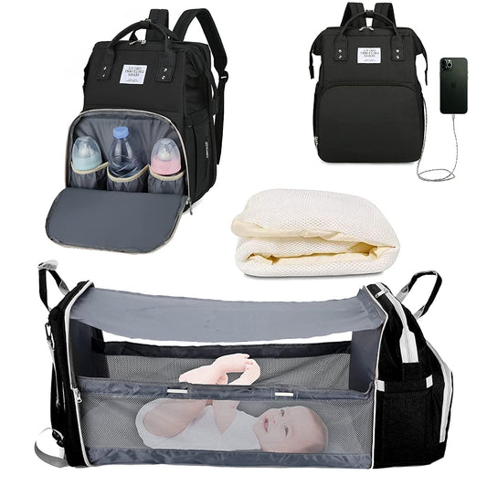 Portable Crib Nappy Backpack Bag Mummy Large Maternity Bag For Baby Multi-function Waterproof Outdoor Travel Diaper Bags
