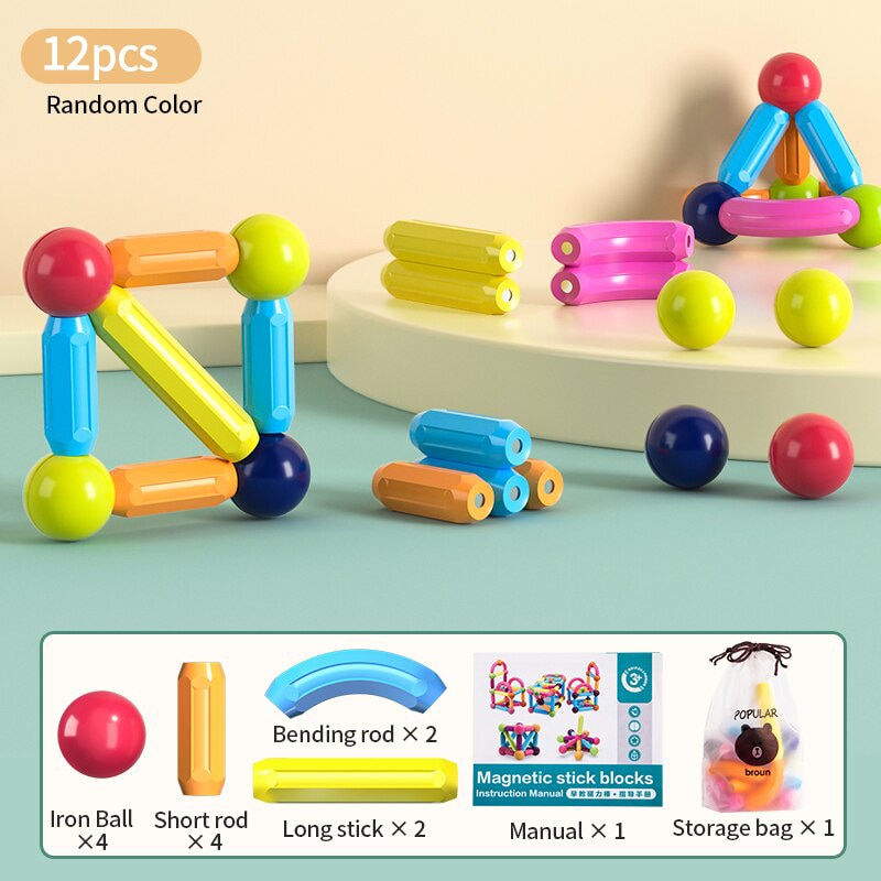 Kids Magnetic Construction Set Magnetic Balls Stick Building Blocks Montessori Educational Toys For Children Gift