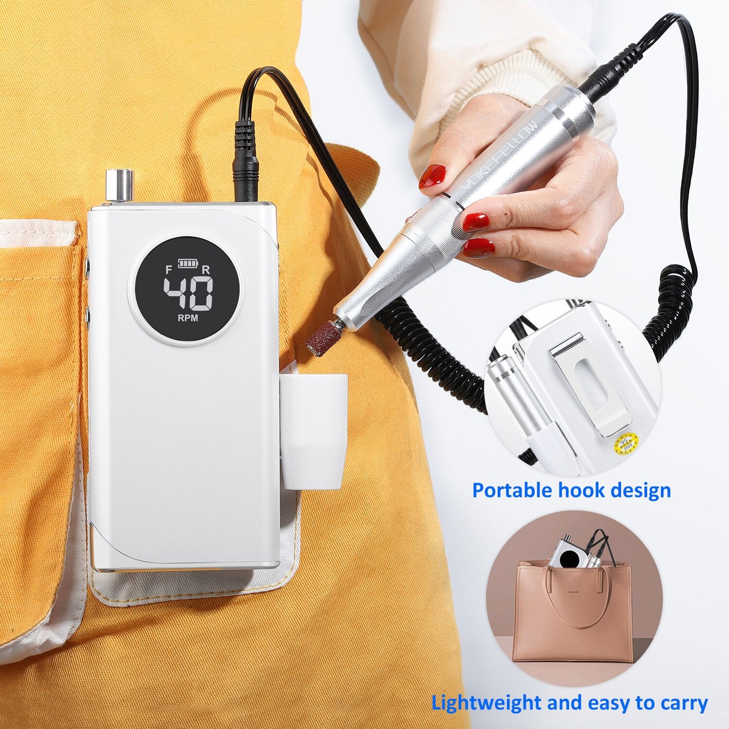 40000RPM Electric Nail Drill Machine Rechargeable Manicure Machine With LCD Display Portable Cordless Nail Sander Nail Art Tool