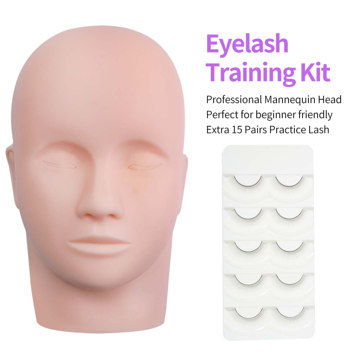 Veyelash Eyelash Extension Kit Practice Model Mannequin Head of Reusable Eyelids Eyelash Adhesive Classic Lash Kit Makeup Tools