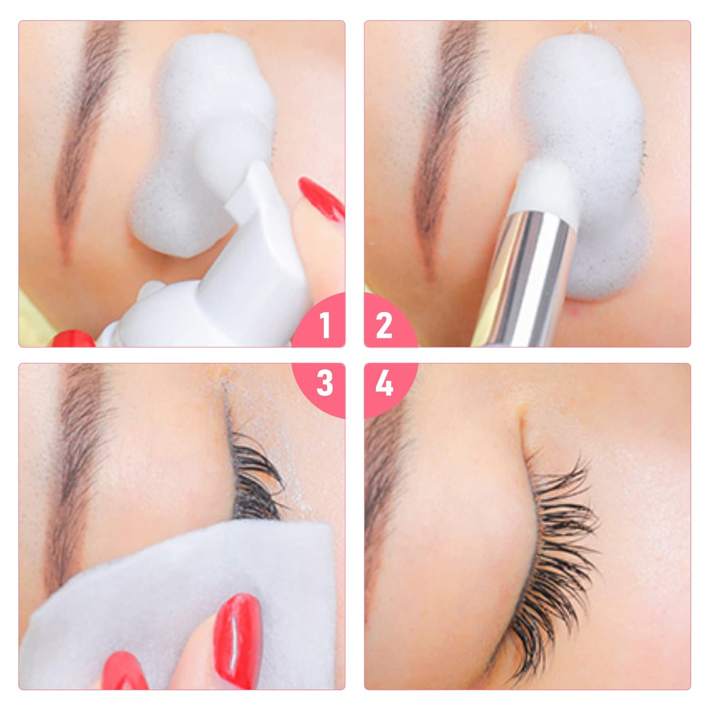 Veyes Inc Refreshing Eyelash Shampoo for Eyelash Extensions Veyelash Clean Mousse Gentle Cleansing Foam With Eyelash Wash Brush