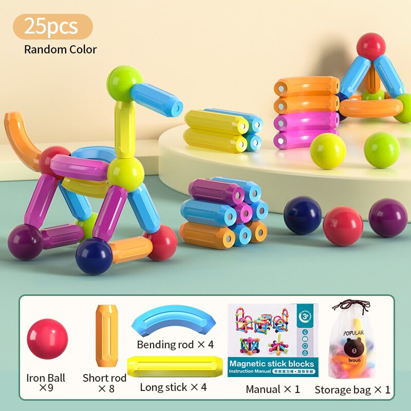 Kids Magnetic Construction Set Magnetic Balls Stick Building Blocks Montessori Educational Toys For Children Gift