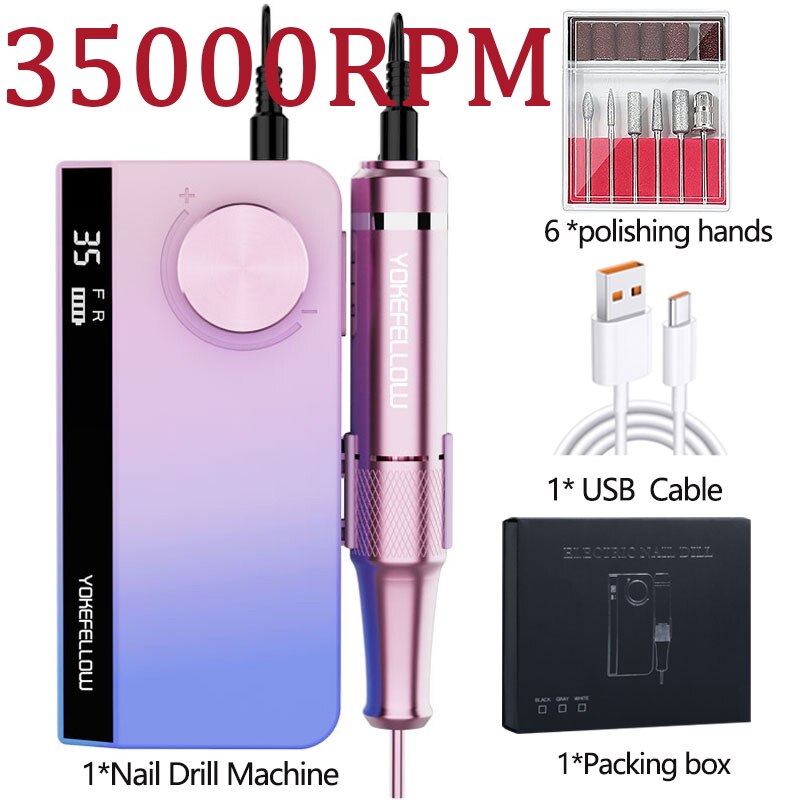 40000RPM Electric Nail Drill Machine Rechargeable Manicure Machine With LCD Display Portable Cordless Nail Sander Nail Art Tool