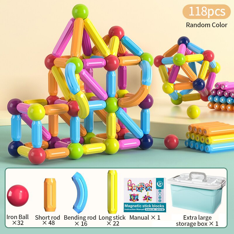 Kids Magnetic Construction Set Magnetic Balls Stick Building Blocks Montessori Educational Toys For Children Gift