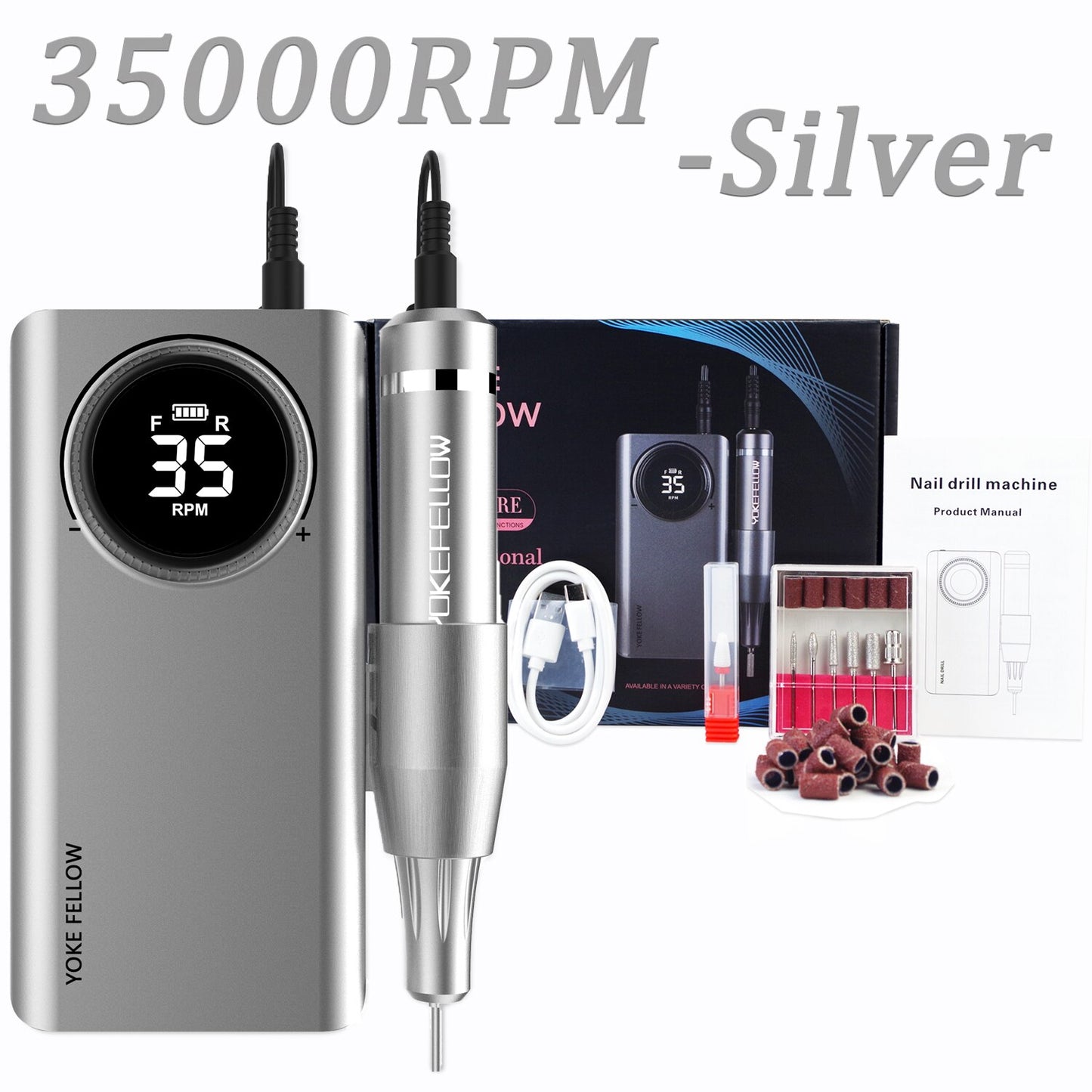 40000/35000RPM Portable Electric Nail Drill Machine With LCD Display Nails Sander For Acrylic Gel Polish Rechargeable Nail Tool