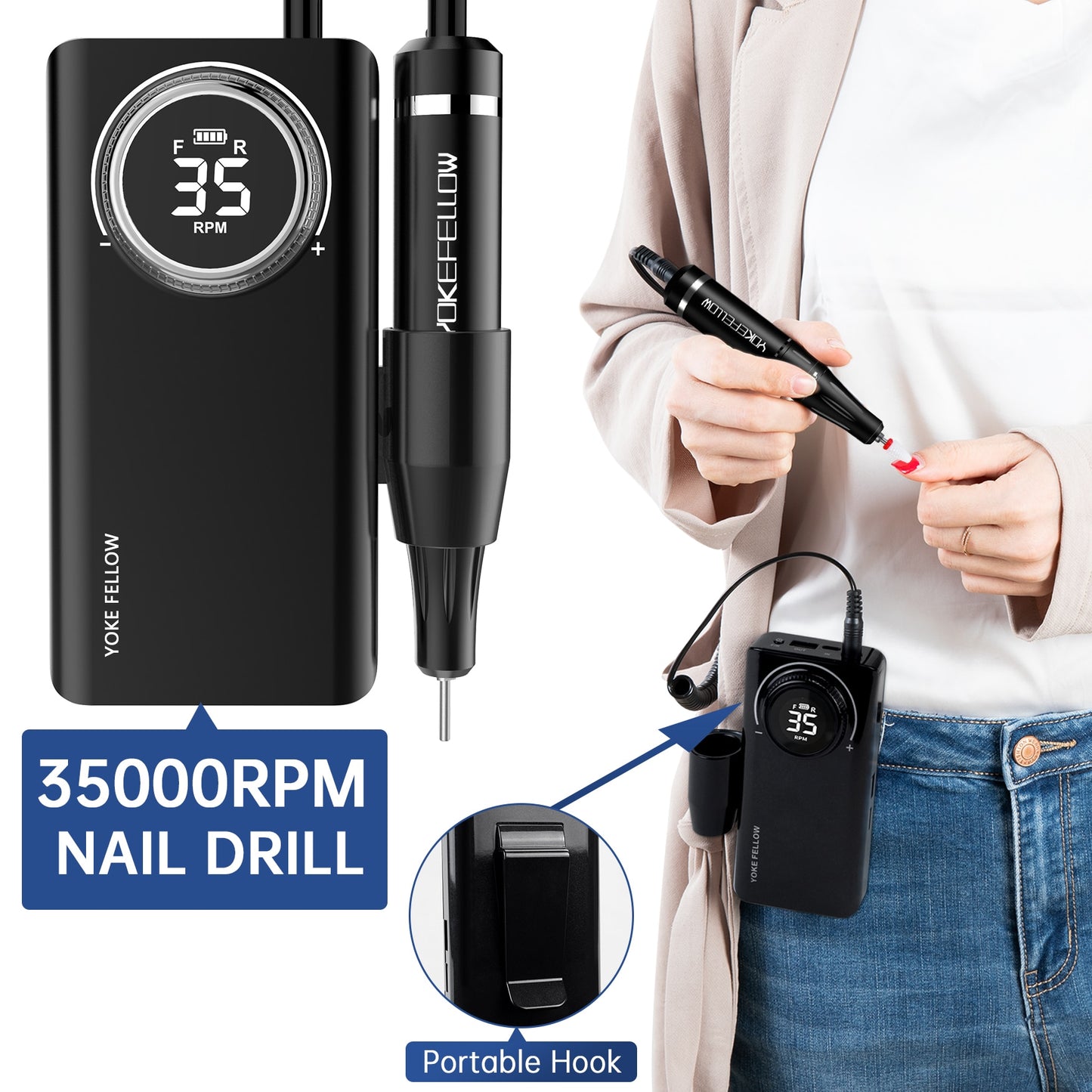 35000RPM Nail Drill Machine With HD LCD Display Rechargeable Nail Master For Manicure Portable Nail Drill Milling Machine