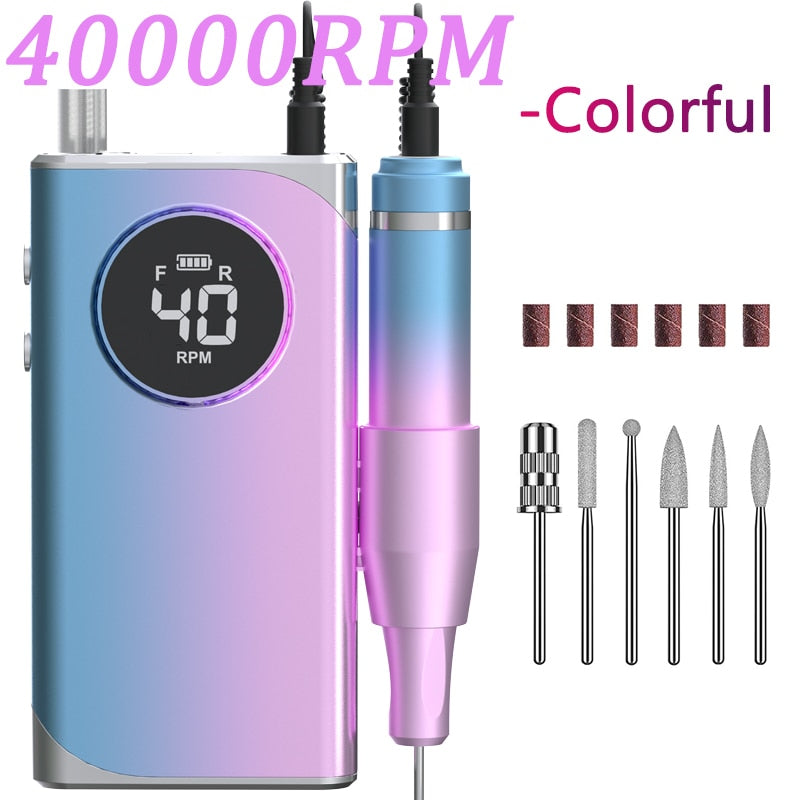 40000/35000RPM Portable Electric Nail Drill Machine With LCD Display Nails Sander For Acrylic Gel Polish Rechargeable Nail Tool