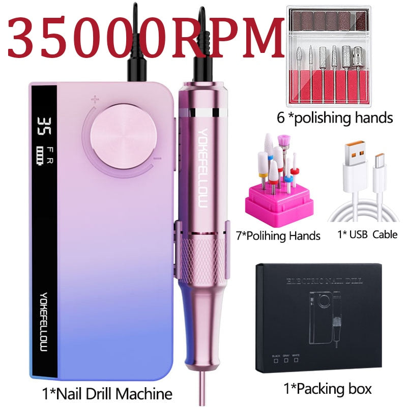 40000RPM Electric Nail Drill Machine Rechargeable Manicure Machine With LCD Display Portable Cordless Nail Sander Nail Art Tool