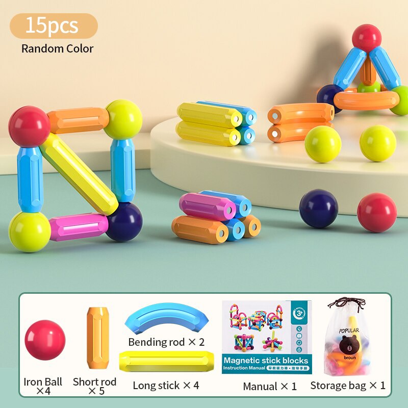 Kids Magnetic Construction Set Magnetic Balls Stick Building Blocks Montessori Educational Toys For Children Gift