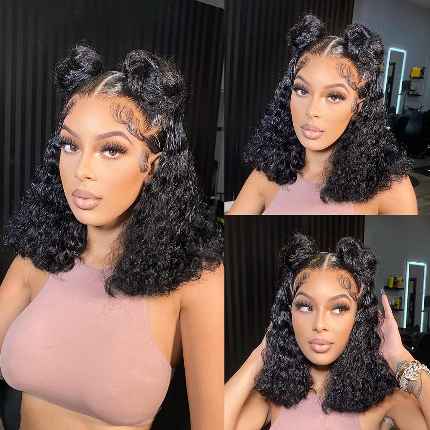 Short Bob Curly Human Hair Wigs For Women Brazilian Deep Wave Transparent Lace Frontal Wig Sale 13x4 Lace Front Wig Pre Plucked