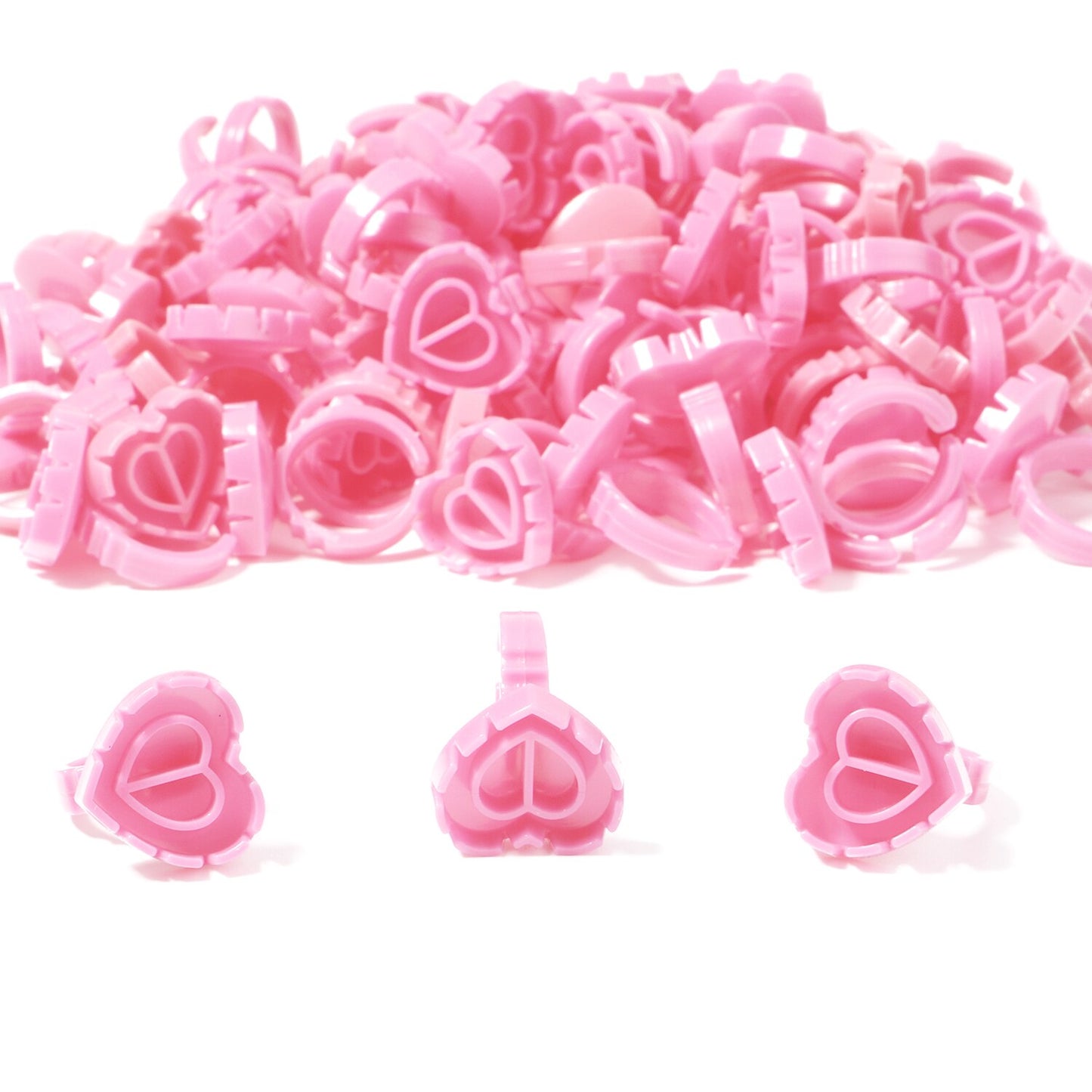 Veyes Inc Eyelash Extensions Dispossible Glue Ring Cup Veyelash Heart-Shaped 100 PCS Glue Holder Colored Plastic Glue Cup