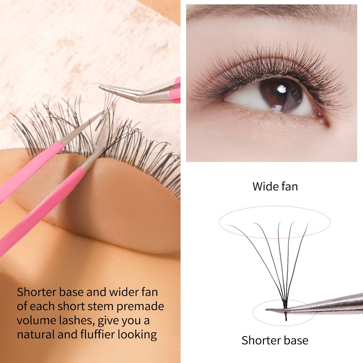 Veyes Inc Premade Fan Lashes Eyelash Extensions Veyelash Sharp Narrow Slim Thin Pointy Base Russian Volume Fans 5D 7D 10D Lashes