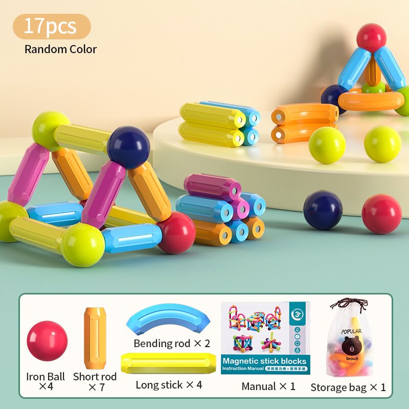 Kids Magnetic Construction Set Magnetic Balls Stick Building Blocks Montessori Educational Toys For Children Gift