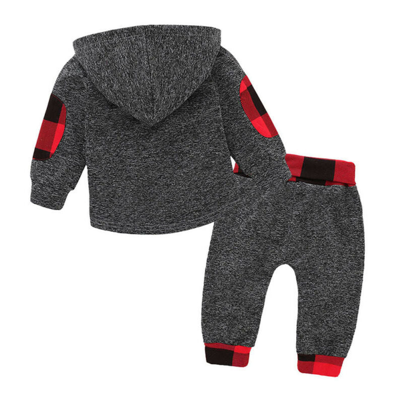 Pudcoco US Stock New Fashion Kid Baby Girls Boys Autumn Clothes Set Warm Hooded Sweatshirt+Pants 2PCS Infant Outfits Clothes Set