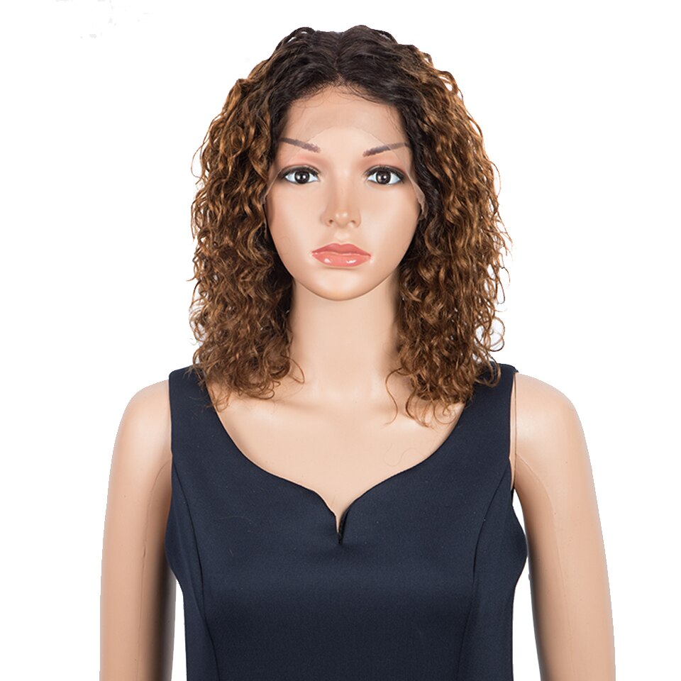 Trueme Curly Lace Front Human Hair Wigs Short Bob Brown Lace Front Wig For Women Colored Brazilian Water Wave Lace Human Wig