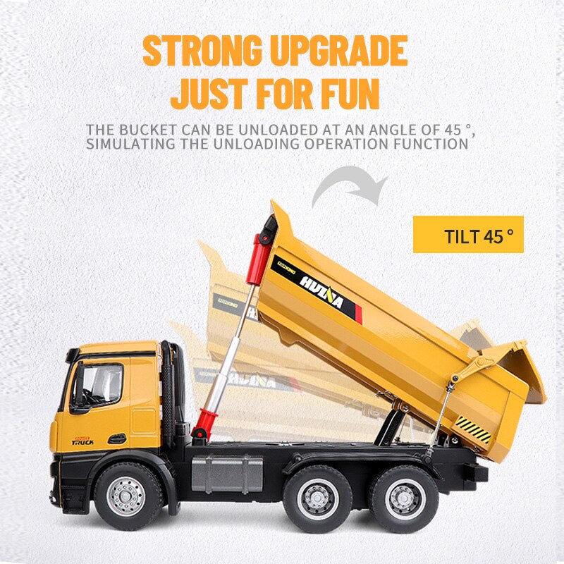 Strongest best 1/14 10 channels 2.4GHz Radio Control Alloy Dump Truck Huina 1582 Poland warehouse to EU/AU/US/Canada