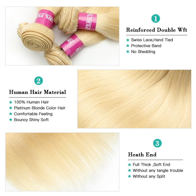 Monstar 1/3/4 613 Blonde Straight Hair Bundles Brazilian Remy Human Hair Extension Honey Blonde Bundles 8- 40 Inch Free Shipping