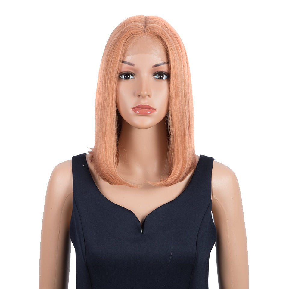 Trueme Ombre Blonde Human Hair Wigs Middle Part Lace Front Wigs For Women Colored Brazilian Straight Bob Transparent Lace Wigs