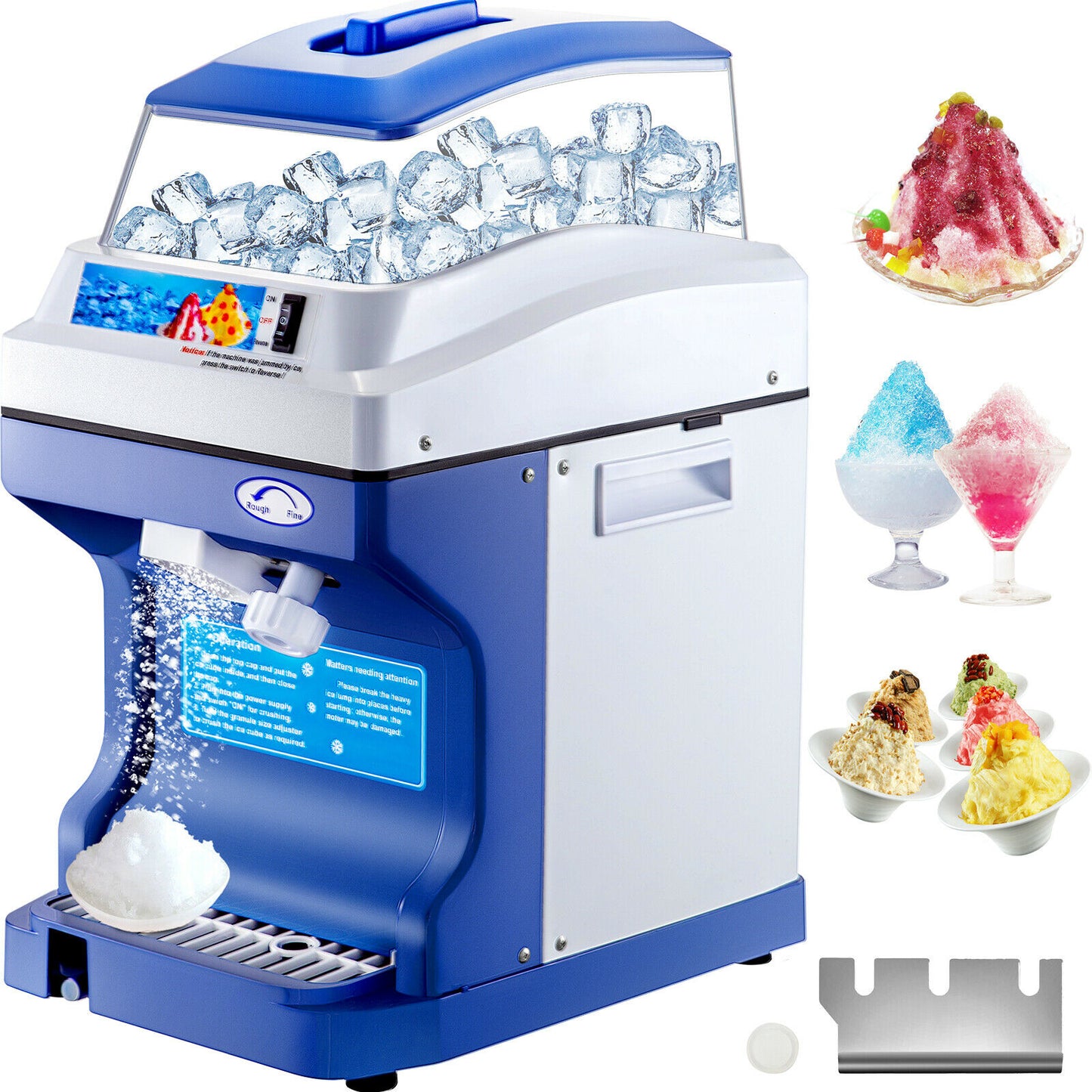 VEVOR 120/200 KG/H Electric Ice Shaver Branch Crusher Chopper Smoothie Blender Granizing Machine Shredder Snow Cone Cubes Maker