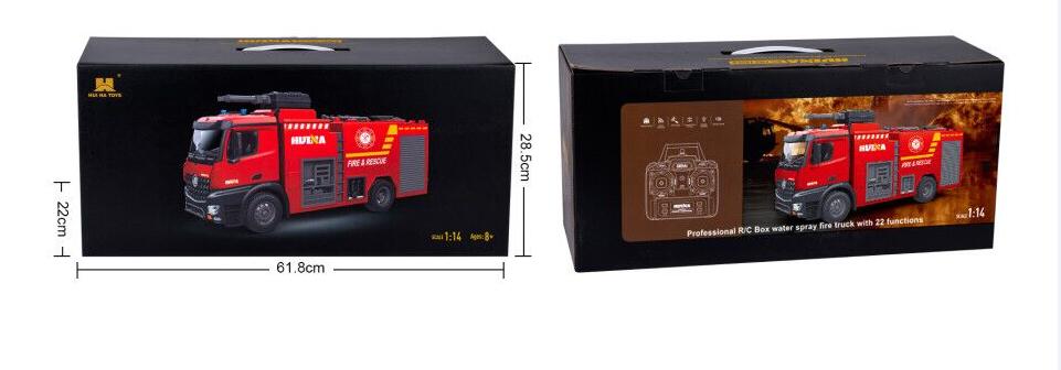 2020 version 22 channels 1/14 scale Huina 1561/1562 RC Fire Truck with ladder/water spray  7.4V 1200mAh for over 8 years old