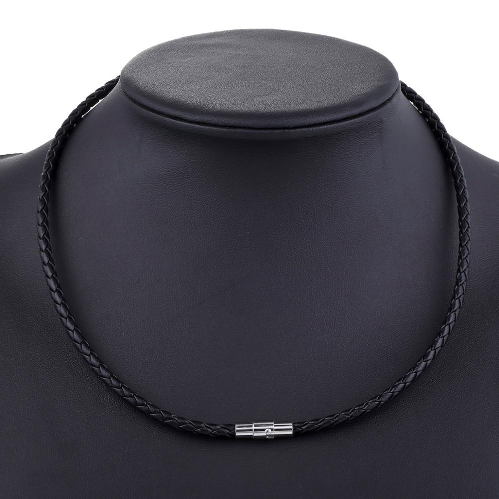 Men's Leather Choker Brown Black Braided Rope Chain Necklace For Men Boys Stainless Steel Clasp Male Jewelry Dropshipping UNM09A