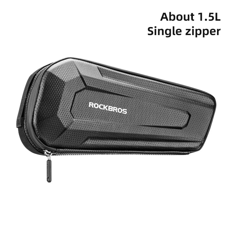 ROCKBROS Hard Shell Bicycle Bag MTB Road Bike Bag Carbon Pattern Waterproof Top Tube Bag Cycling Saddle Bag 1.5L High Capacity