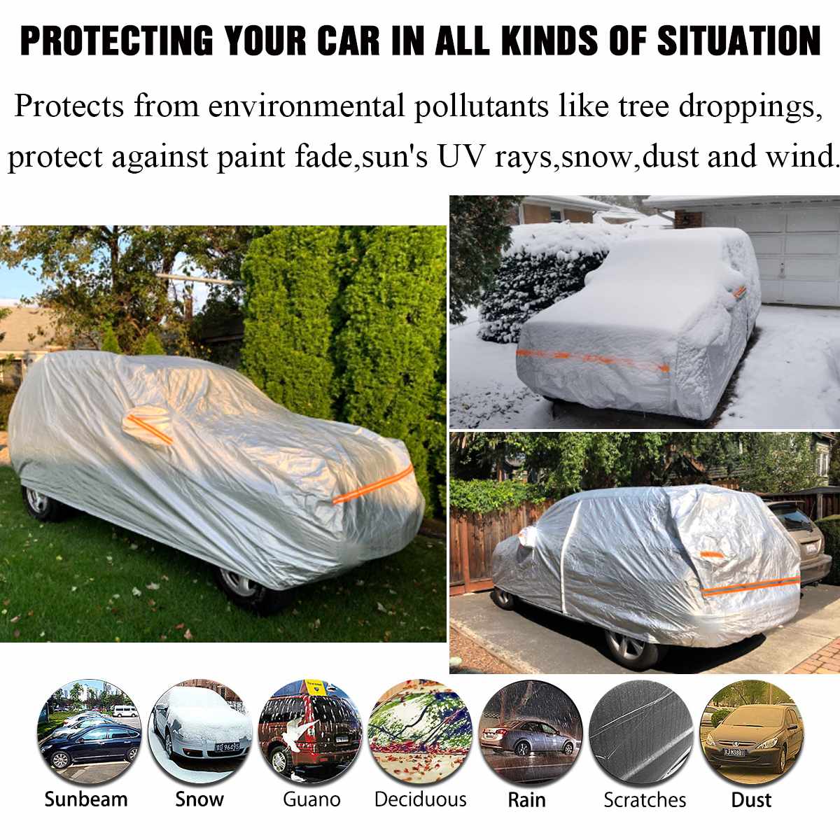 190T Universal SUV Full Car Cover Winter Snow Cover Waterproof Sun Shade Scratch Dustproof Cover For Hyundai/VW/Peugeot/BMW