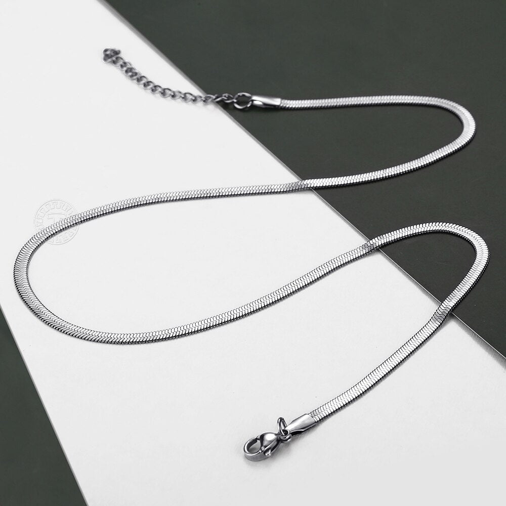 Fashion 3mm Stainless Steel Herringbone Snake Chain Choker Necklace for Women Girls Snake Link Chain Simple Chic Jewelry DDN252