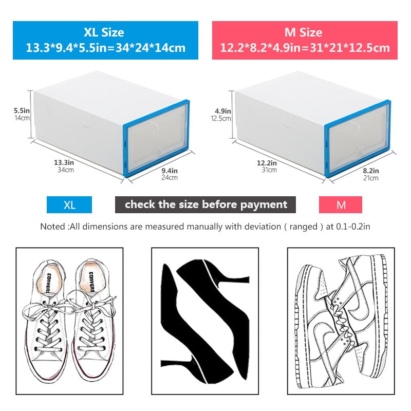 6pcs Transparent Shoe Box Thickened Dustproof Desktop Cosmetic Storage Box Stackable Combination Shoe Cabinet Shoe Organizers