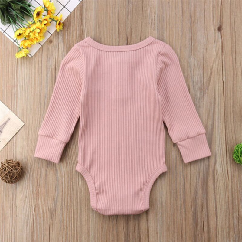 Pudcoco US Stock Newborn Infant Baby Boy Girls Romper Long Sleeve Solid Cotton Jumpsuit Playsuit Clothes Outfits