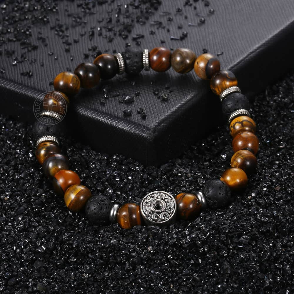 Tiger Eye Stone Beads Bracelet For Men Stainless Steel Charm Bracelets Male Jewelry Men's Valentines Gifts Dropshipping DB42