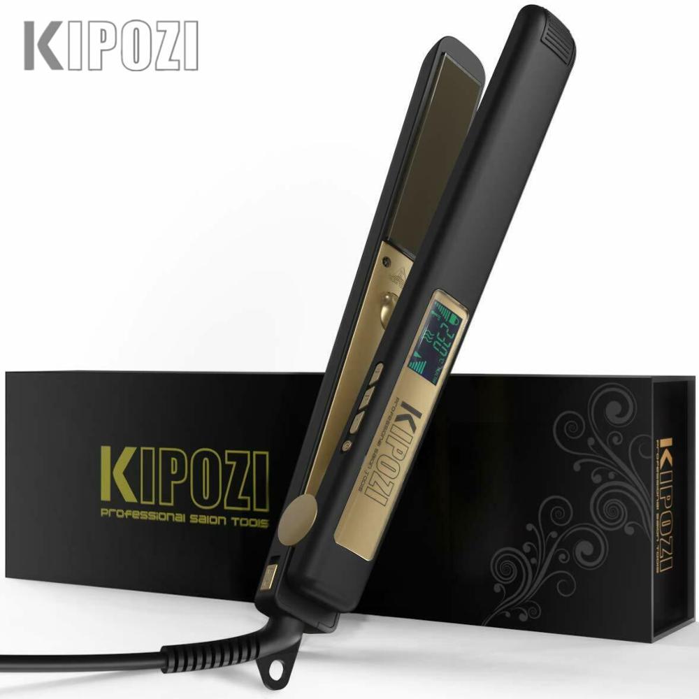 KIPOZI Professional Hair Straightener Titanium Plate Flat Iron with LCD Digital Screen Dual Voltage Hair Tool Fast Heating