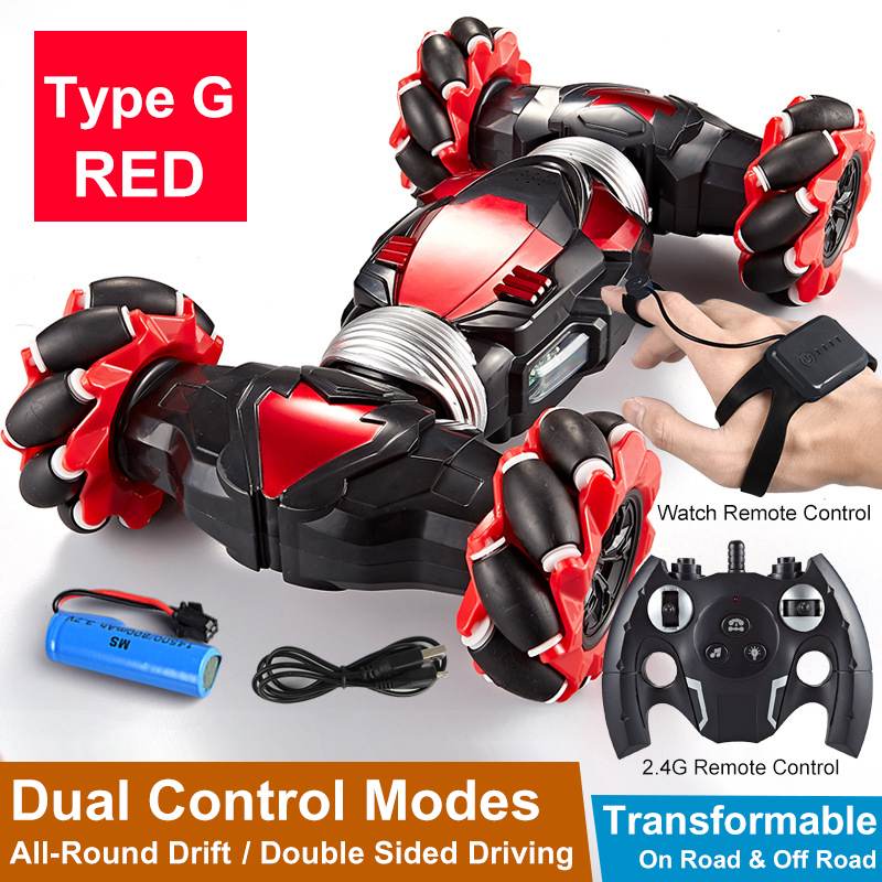 2.4GHz 4WD Radio Gesture Induction RC Car Remote Control Car Road Drift Vehicle Music Dancing Twist Stunt Car Gifts for Kids