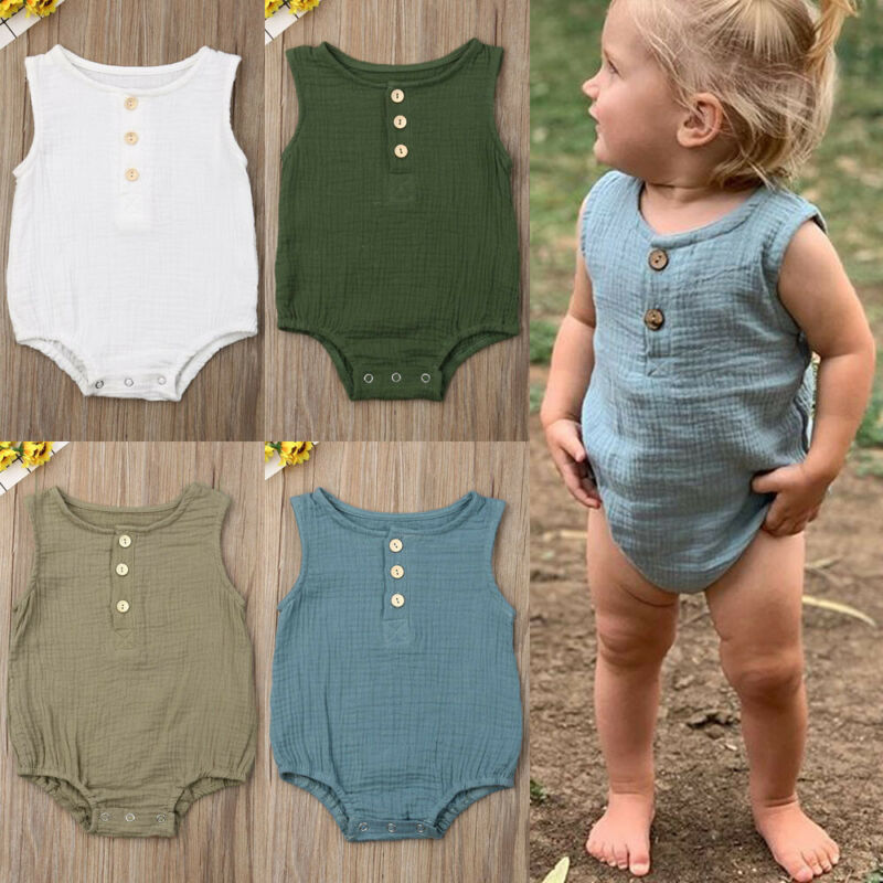 Pudcoco US Stock Newborn Toddler Boy Girl Summer Clothes Solid Romper Jumpsuit Outfit Bodysuit