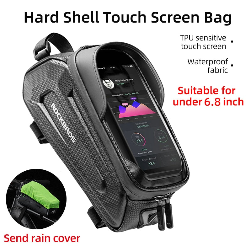 ROCKBROS Bicycle Bag Waterproof Touch Screen Cycling Bag Top Front Tube Frame MTB Road Bike Bag 6.5 Phone Case Bike Accessories