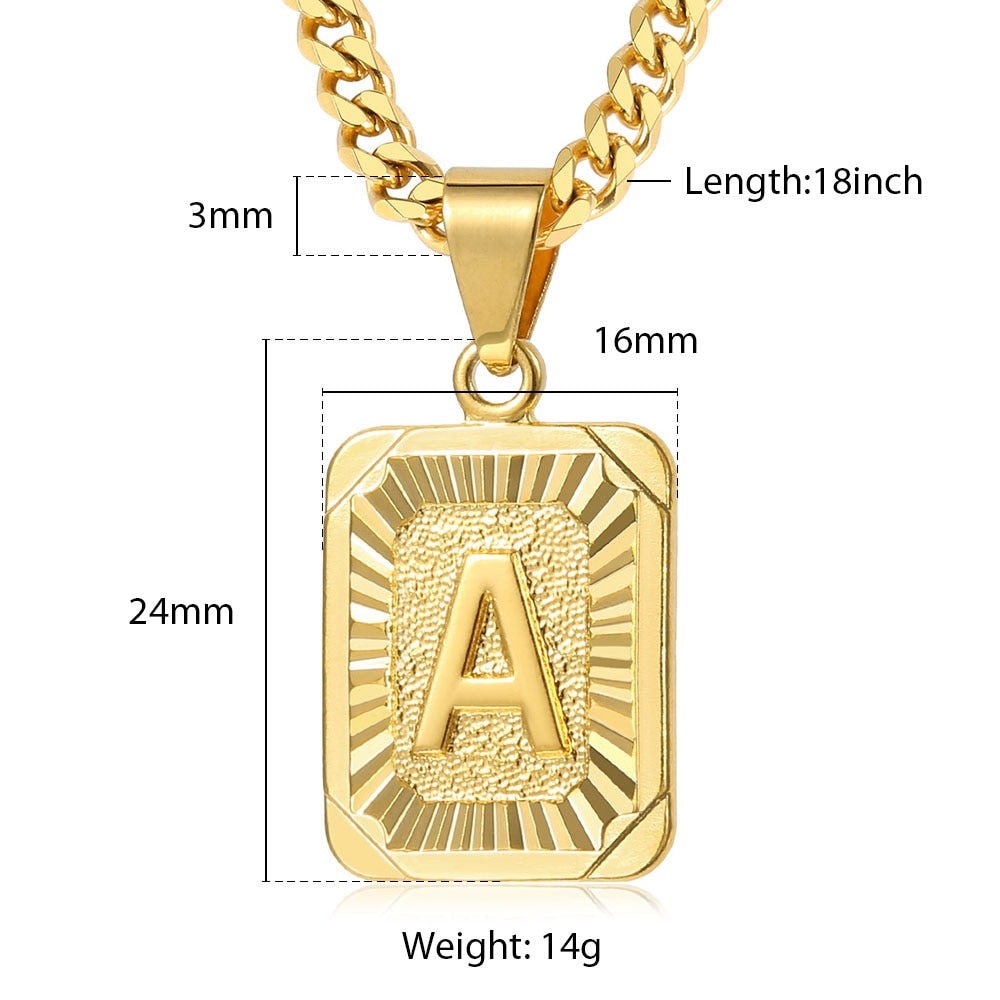 Hot Sale Initial Necklace for Women Men 26 Letters Pendant Gold Color Cuban Curb Chain For men  Jewelry Dropshipping