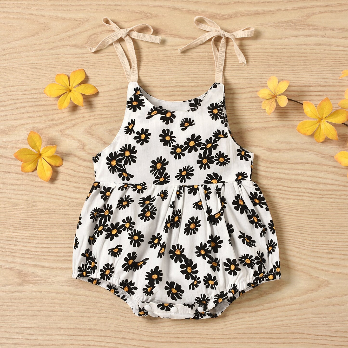 lioraitiin 0-24M Newborn Infant Baby Girl&#39;s Romper Daisy Print Sleeveless Sling Jumpsuit Suit 3Colors