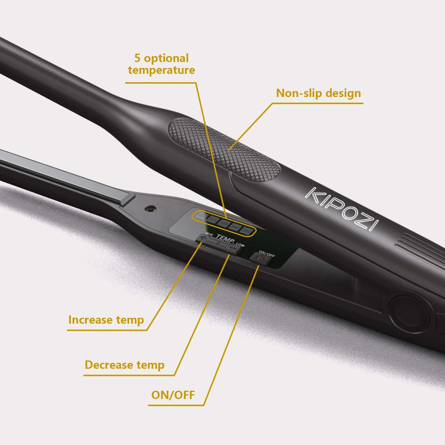 KIPOZI Professional Thin Hair Straightener for Short Hair Pixue Cut Titanium Dual Voltage Hair Iron Thin Pencil Straightener