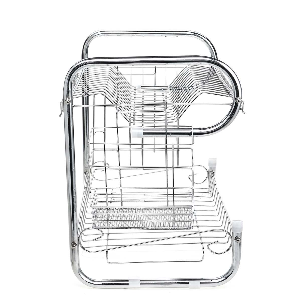 2 Tier Multi-use Stainless Steel Dishes Rack Sink Drain Rack Adjustable Kitchen Organizer Rack Dish Shelf Sink Drying Rack