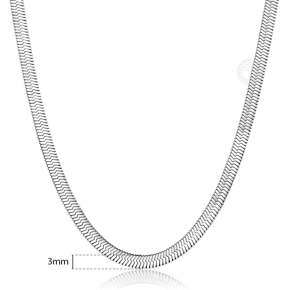 Fashion 3mm Stainless Steel Herringbone Snake Chain Choker Necklace for Women Girls Snake Link Chain Simple Chic Jewelry DDN252