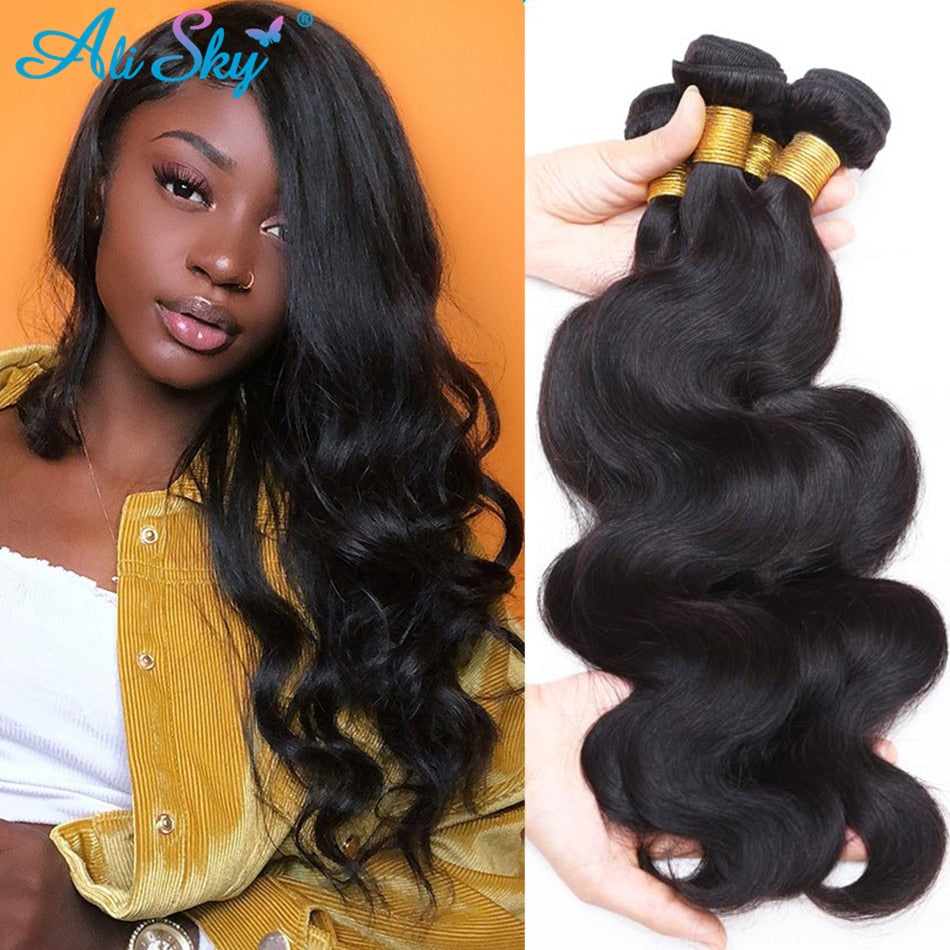 Ali Sky Hair 1/3/4 Bundle Deals Body Wave Hair Extensions 100% Real Human Hair Bundles Bundles Peruvian Hair Weave Bundles 10A