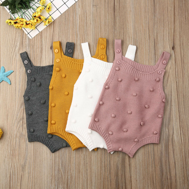 Pudcoco US Stock 0-18M Newborn Baby Boy Girl Bodysuit Jumpsuit Knitted Clothes Warm Solid 4 Colors Cotton Outfit