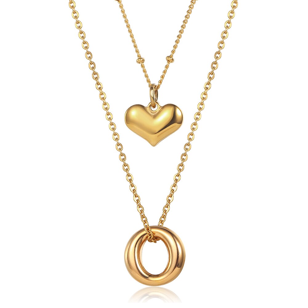 Trend Gold Color Love Heart Lock O Charm Pendant Necklace For Women Ladies New Design Jewelry Gift for her DS14A