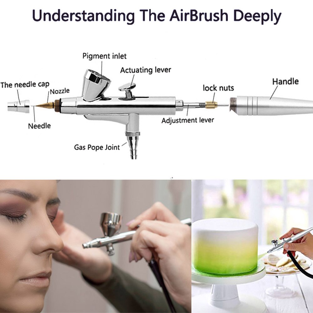 Airbrush With Mini Compressor Air Brush Makeup Kit Single Action Set For Body Paint Makeup Craft Toy Models Airbrush Cake Model