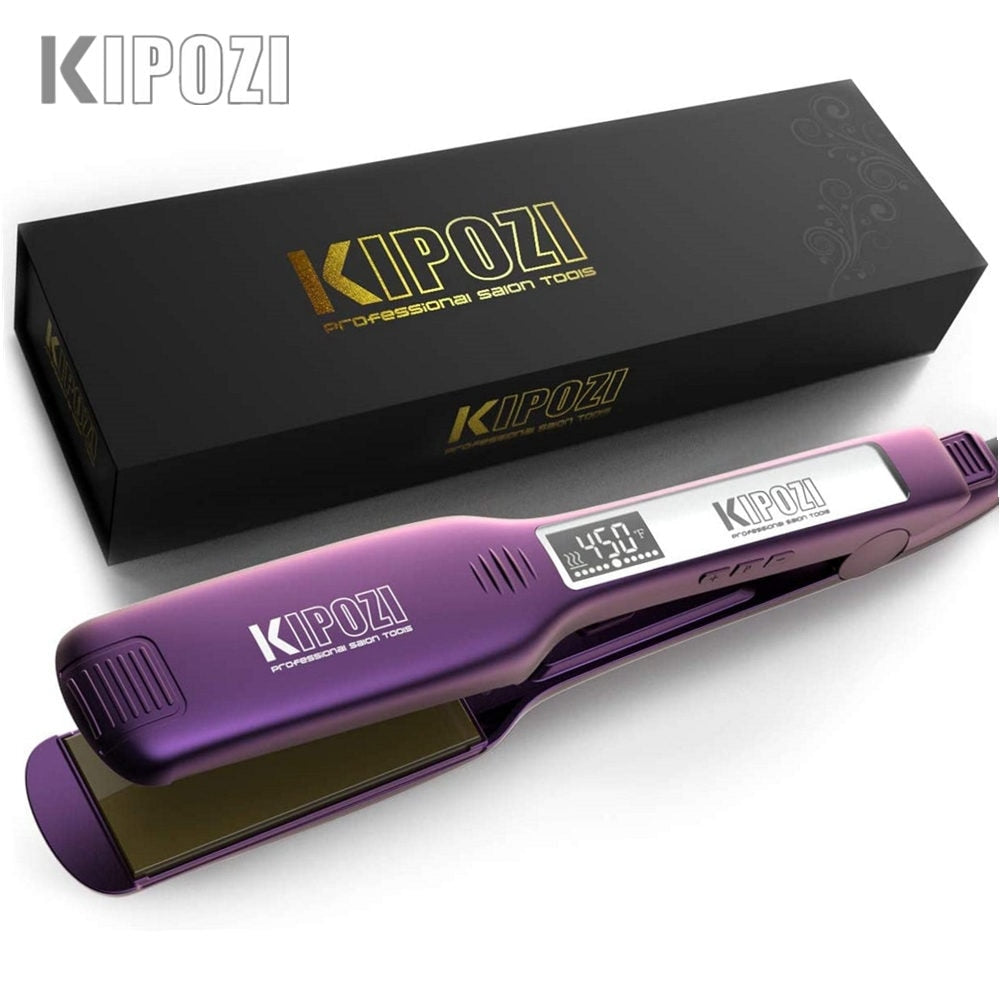 KIPOZI Hair Straightener Flat Iron Tourmaline Ceramic Professional Hair Straightener Culer Salon Steam Hair Iron Hair Care