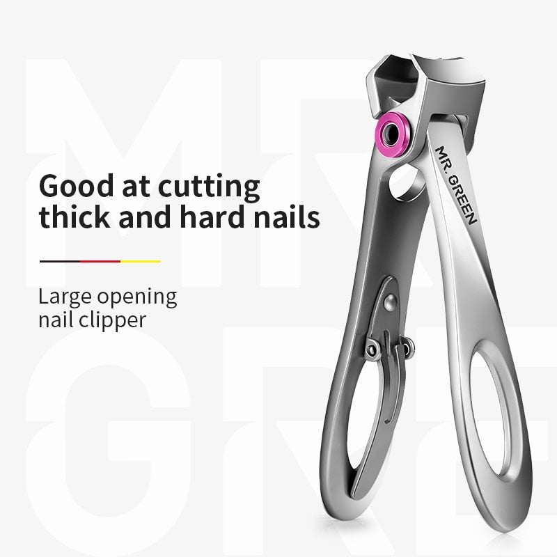 MR.GREEN Nail Clippers Stainless Steel Wide Jaw Opening Manicure Fingernail Cutter Thick Hard Ingrown Toenail Scissors tools