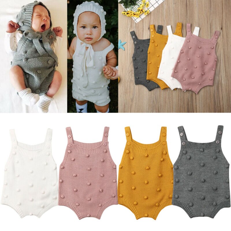 Pudcoco US Stock 0-18M Newborn Baby Boy Girl Bodysuit Jumpsuit Knitted Clothes Warm Solid 4 Colors Cotton Outfit