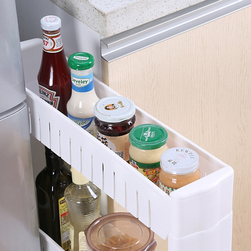 Mobile Storage Shelf Interspace Gap Shelf Kitchen Storage Shelf Bathroom Storage Rack Fridge Side Seam Finishing Rack