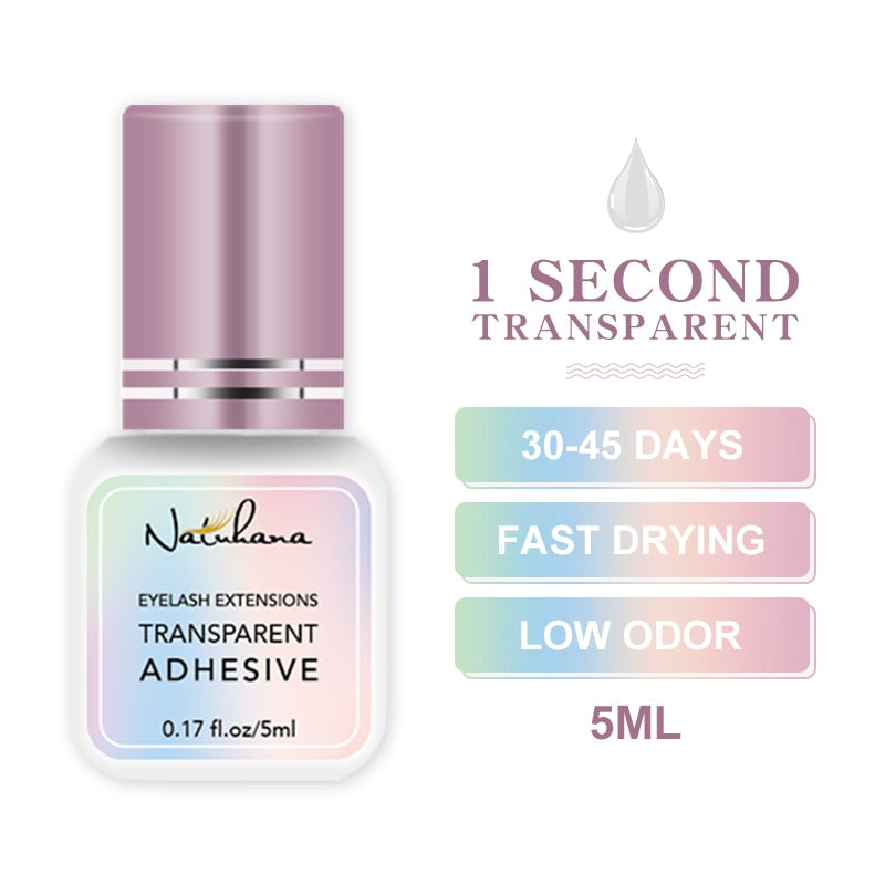 NATUHANA 5ml 1 Second Fast Drying Strong False Eye Lash Extension Glue Adhesive Retention 5-7 Weeks Low Smell Mink Eyelash Glue