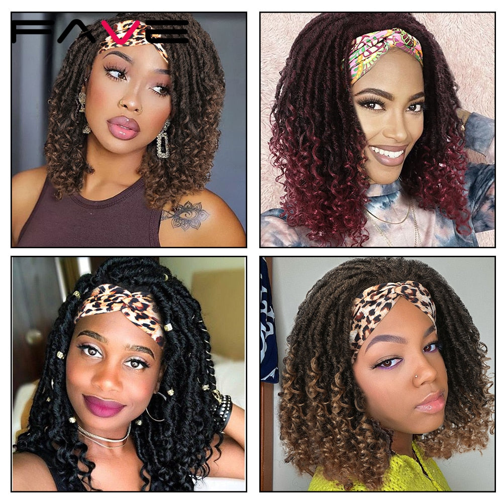 Fave Dreadlock Braided Headband Wigs Synthetic Goddess Faux Nu Locs Curly Wig Freetress Twist Crochet Hair For Black White Women